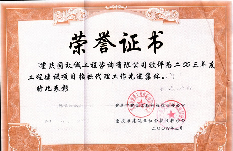 2003年度工程建设项目招标代理工作先进集体